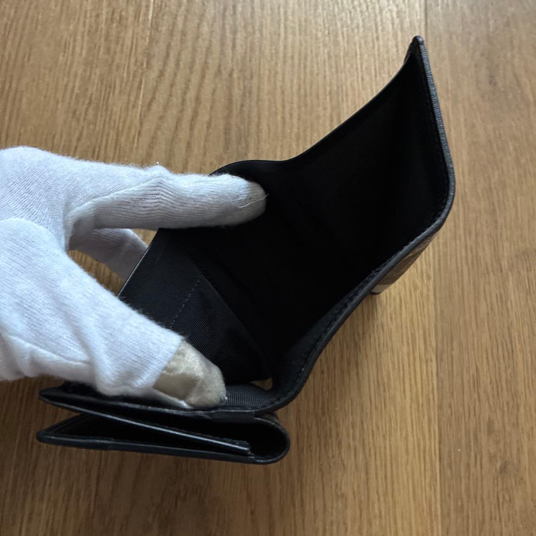 【未使用品】ブラックレーベルクレストブリッジ チェック 三つ折り財布 ブラック
