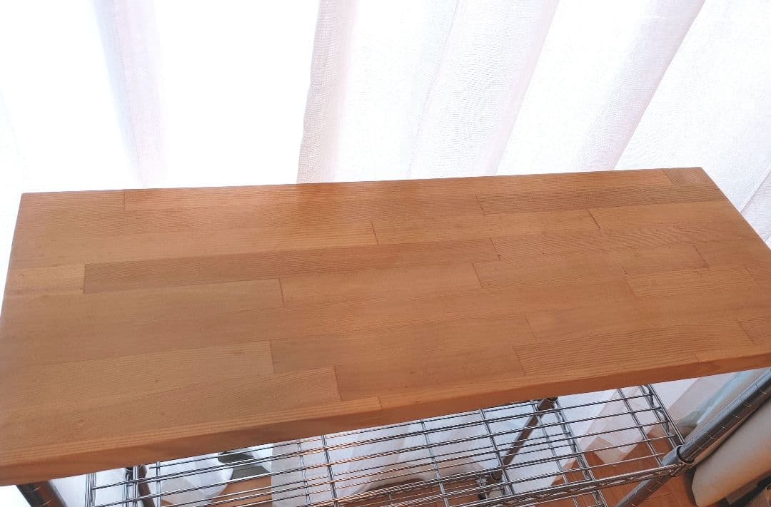 送料込/ルミナスライトスチールシェルフ幅69.5×奥24.5×高90.5＋集成材