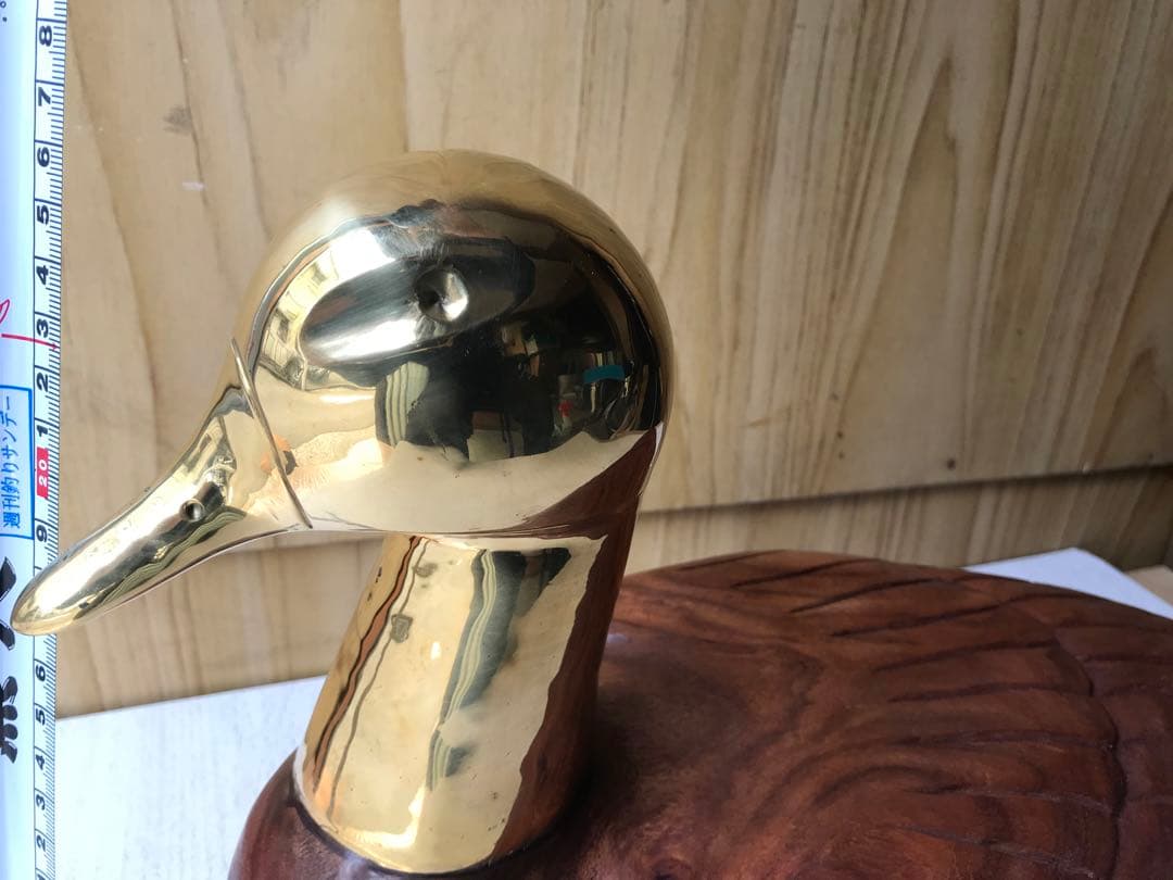 金のガチョウ 置物 縁起物 木彫置物 アヒル 鴨