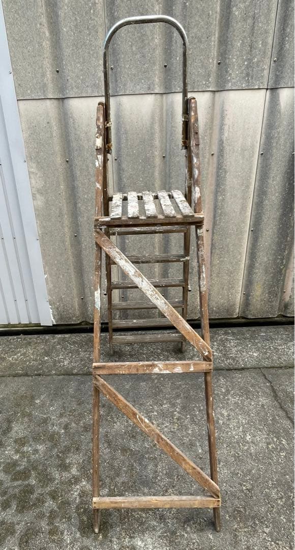 ビンテージ/イギリス/英国製/木製/大型/ラダー/脚立/ディスプレイ/店舗什器③