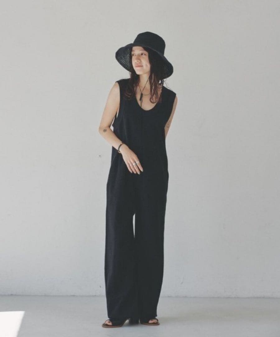 todayful コットンリネンラフコンビネゾン サロペット 黒 完売品 近年