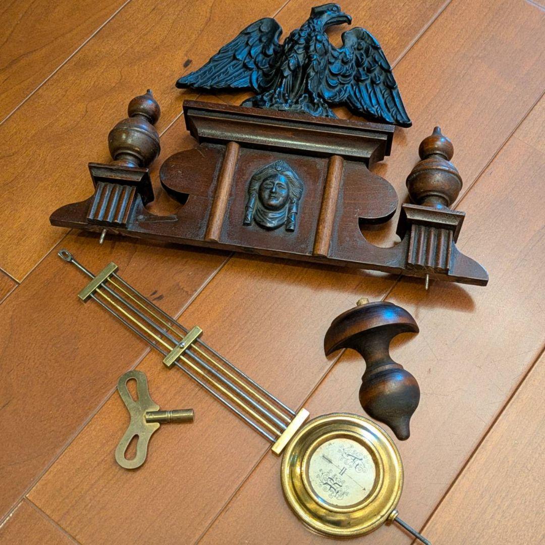 アンティーク掛時計　古時計　振り子時計　掛時計　ゼンマイ時計