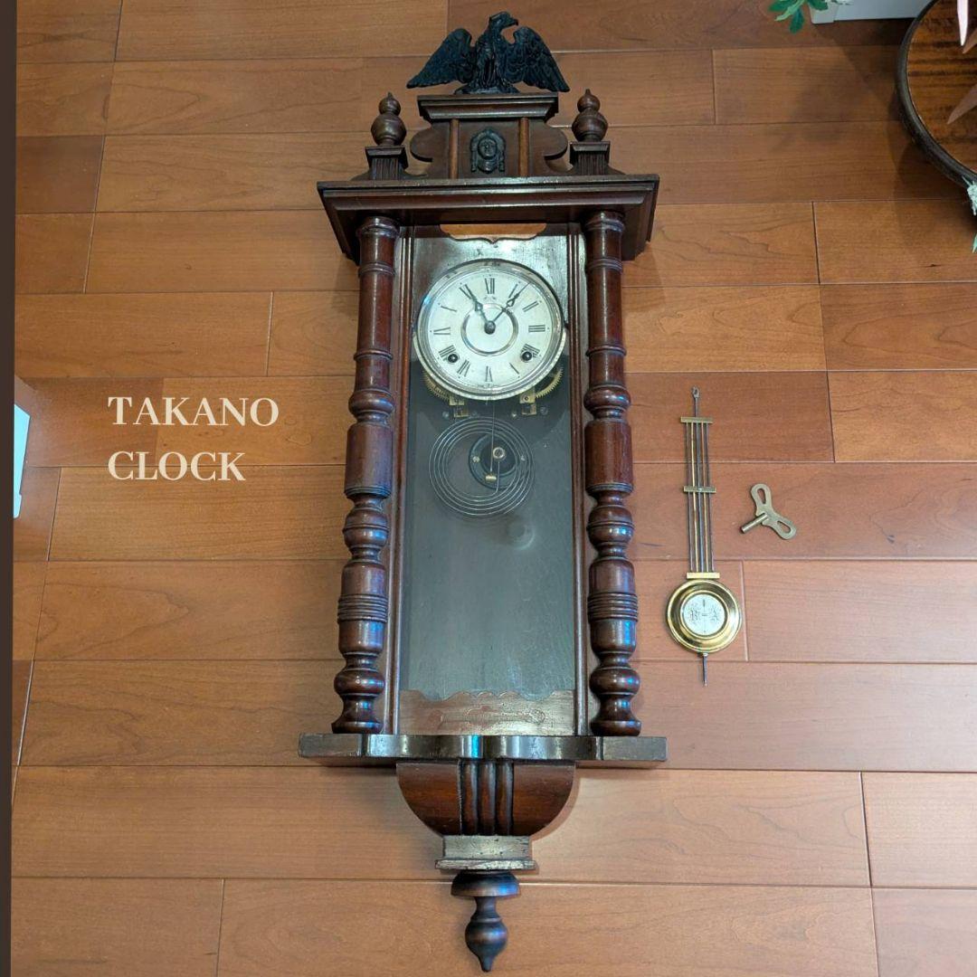 アンティーク掛時計　古時計　振り子時計　掛時計　ゼンマイ時計