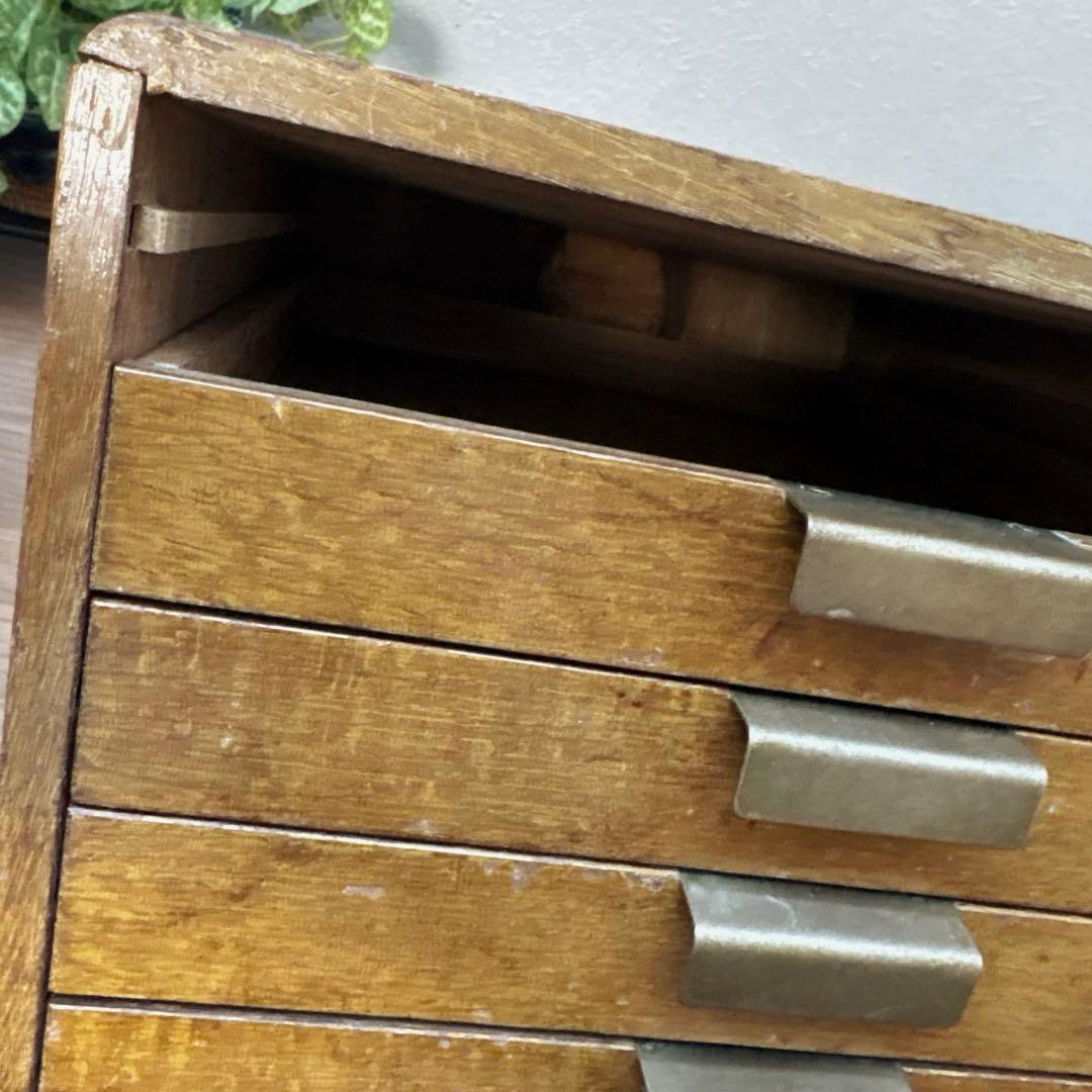 F*y様 木製レターケース　引き出し　6段収納　昭和レトロ　書類入れ　小物入れ