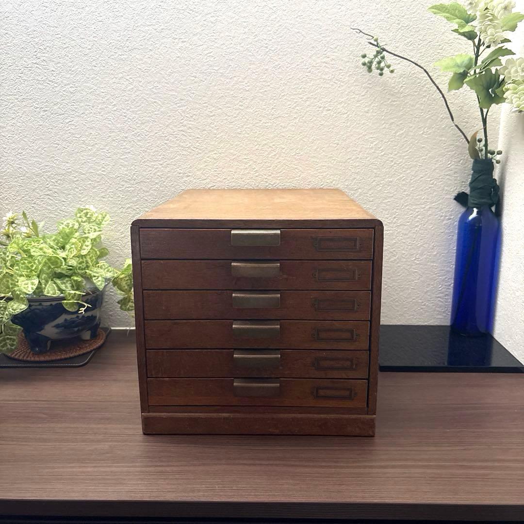 F*y様 木製レターケース　引き出し　6段収納　昭和レトロ　書類入れ　小物入れ