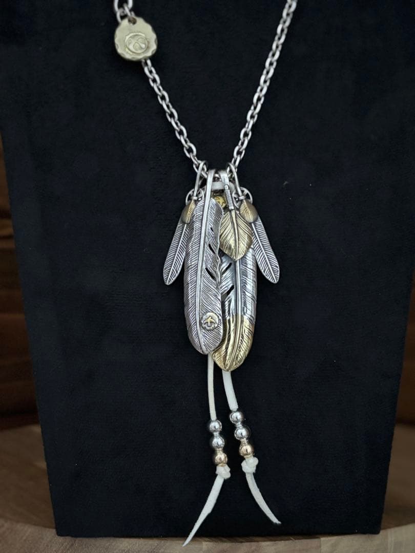 フェザーネックレス　キムタク　神セット　silver フェザー　バングルセット