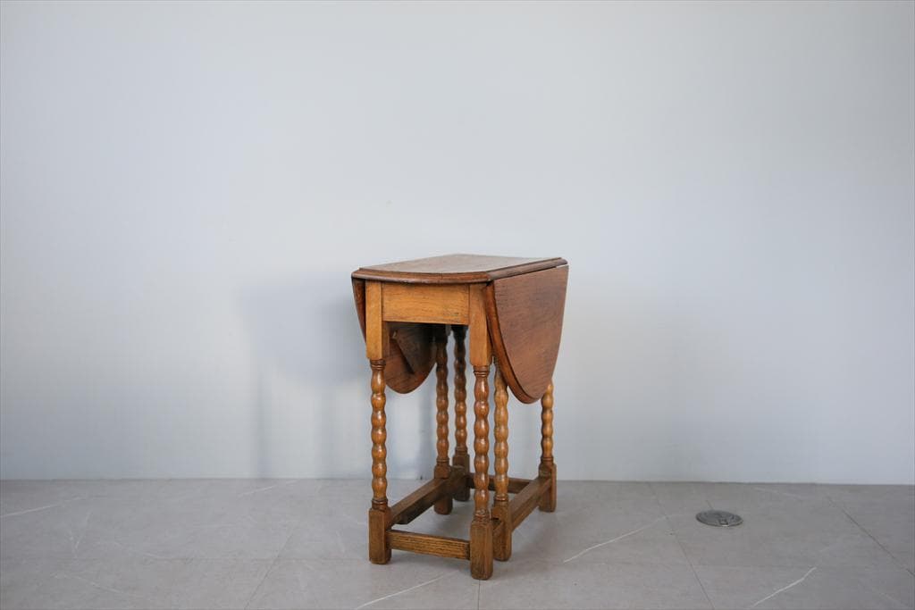 英国アンティーク木製ゲートレッグテーブル/ダイニング机バタフライ(91-148)