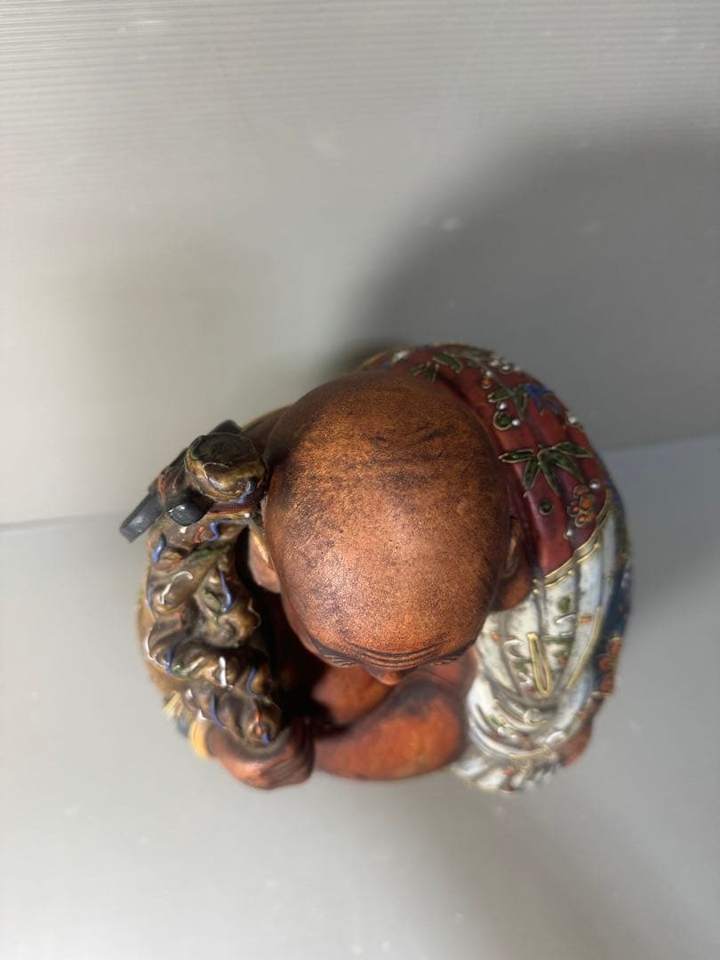 2593 九谷焼　布袋様　置物　陶芸　七福神　縁起物　時代物