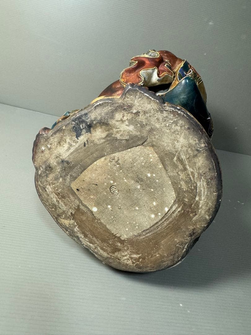 2593 九谷焼　布袋様　置物　陶芸　七福神　縁起物　時代物