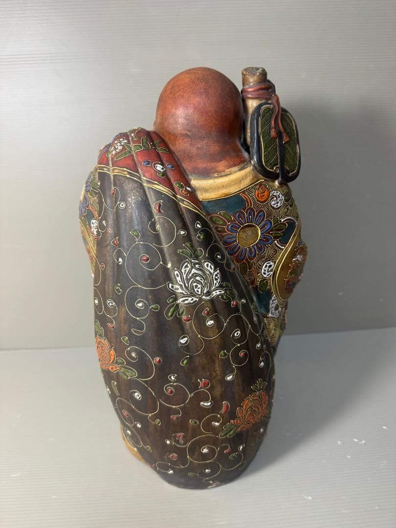 2593 九谷焼　布袋様　置物　陶芸　七福神　縁起物　時代物