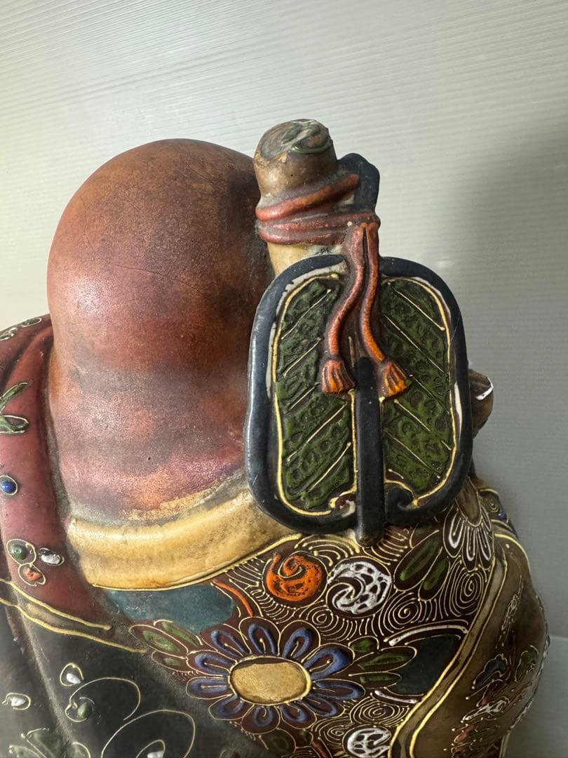 2593 九谷焼　布袋様　置物　陶芸　七福神　縁起物　時代物