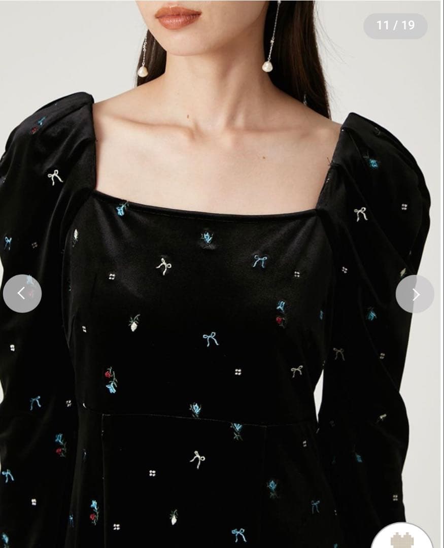 新品未使用FRAY I.D ベロアナローワンピース　ブラック