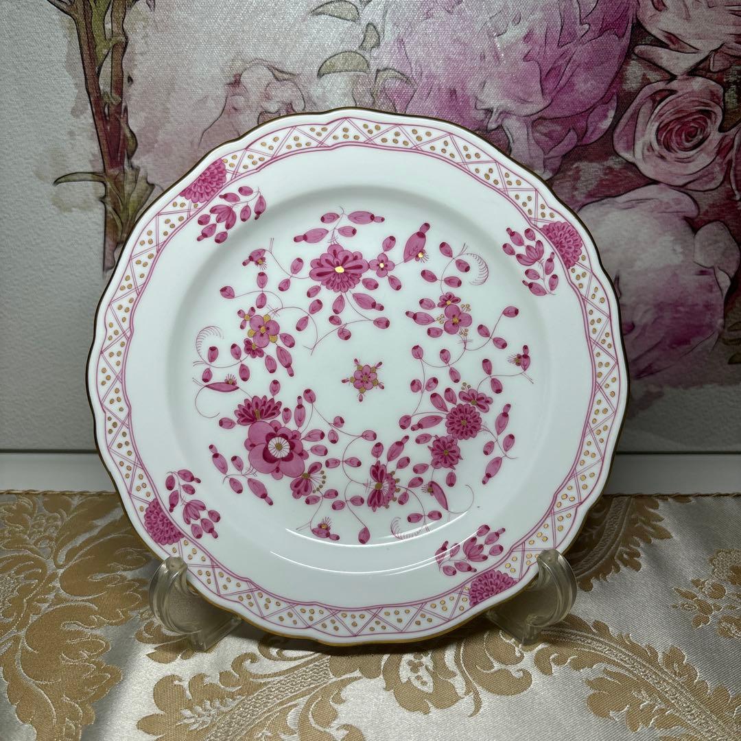 1級品　マイセン　インドの華　リッチピンク　プレート18㎝【美品】