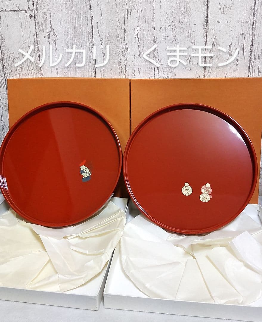 【送料込み】おぼん　丸盆　漆　干支　にわとり　トレー 　お盆