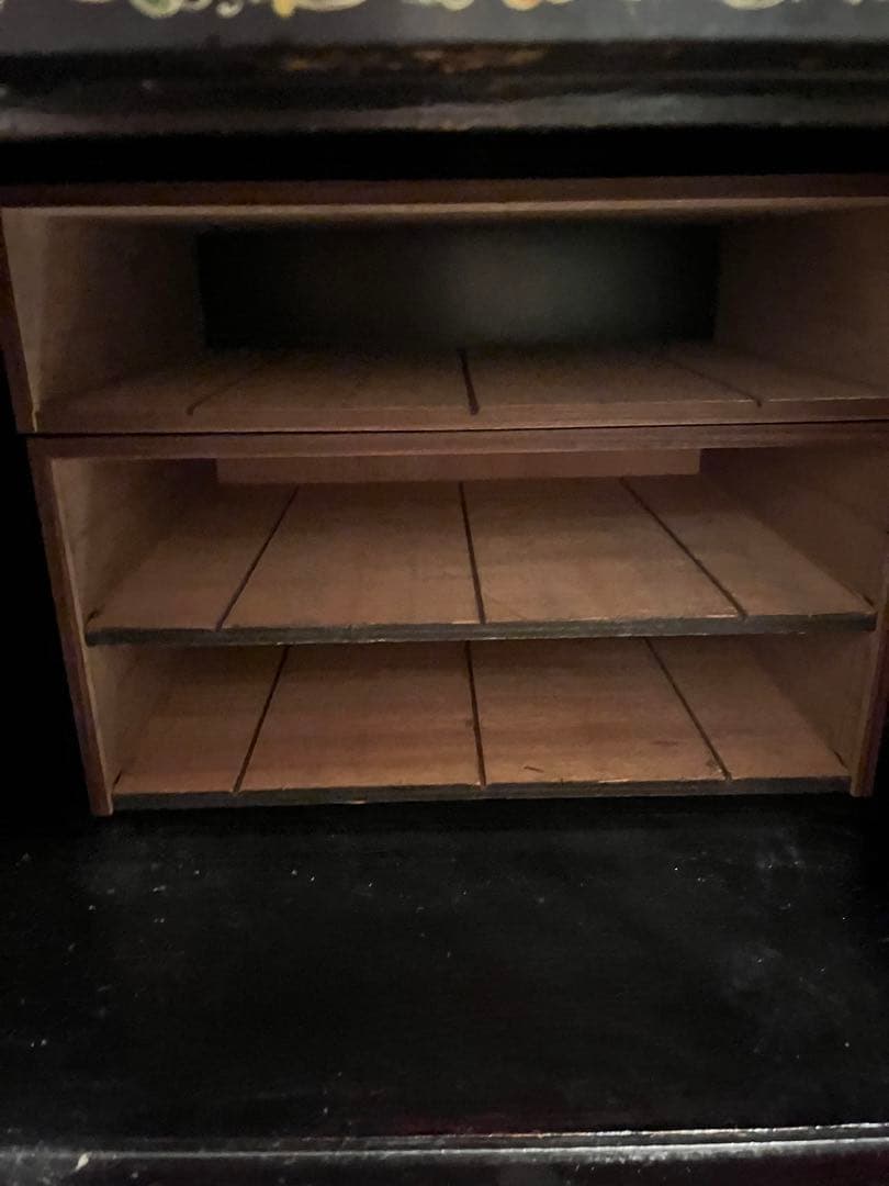 ヴィンテージ　玉細工　金彩　漆細工　ベッドサイドチェスト　骨董家具　上海製