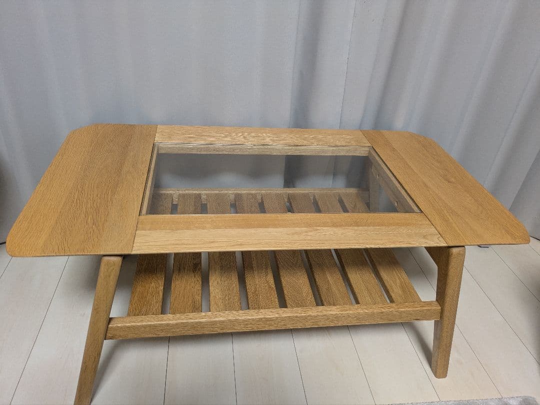 【美品】keyuca ケユカ マライカガラステーブル ローテーブル ナチュラル