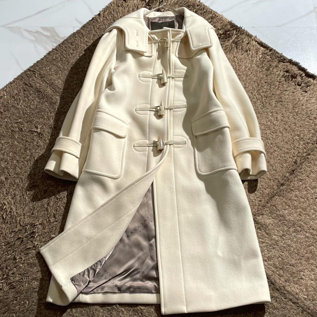 美品・現行　マッキントッシュ　ダッフルコート　ロング丈　トグル　牛革　オフ白