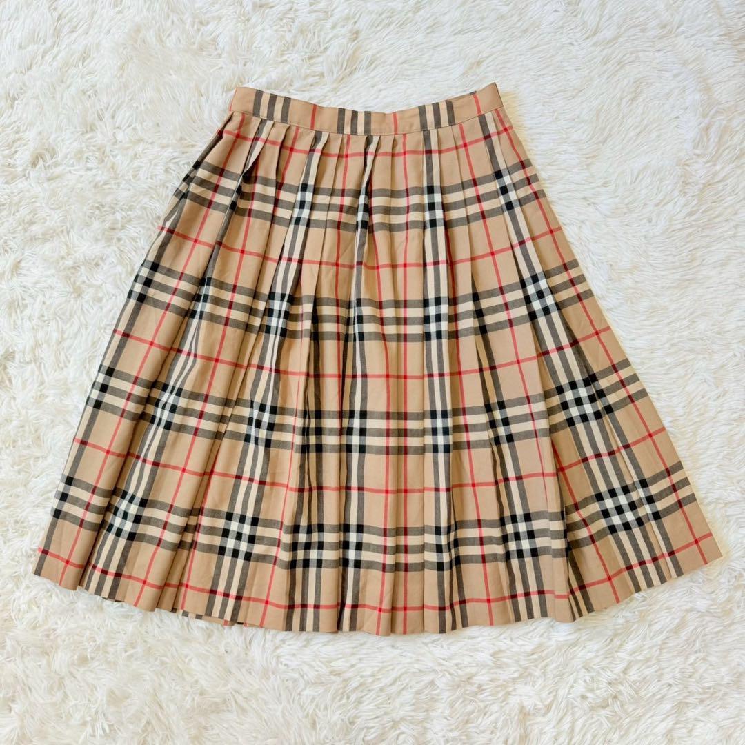 ✨極美品✨バーバリー 膝丈スカート ノバチェック プリーツ サイドファスナー