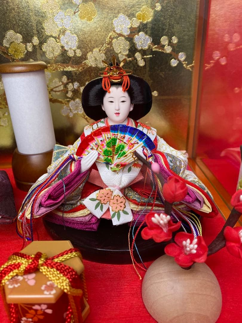 東京久月　雛人形アクリルケース入り親王飾り・間口約３８×奥行約２８×高さ約３０㎝