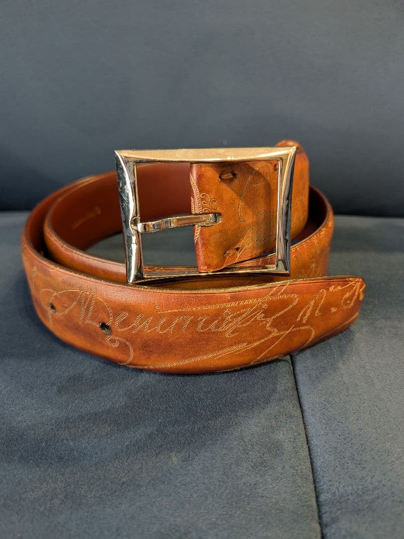 P*V様 ベルルッティ　ベルト　カリグラフィー　レザー　　メンズ　サイズ75