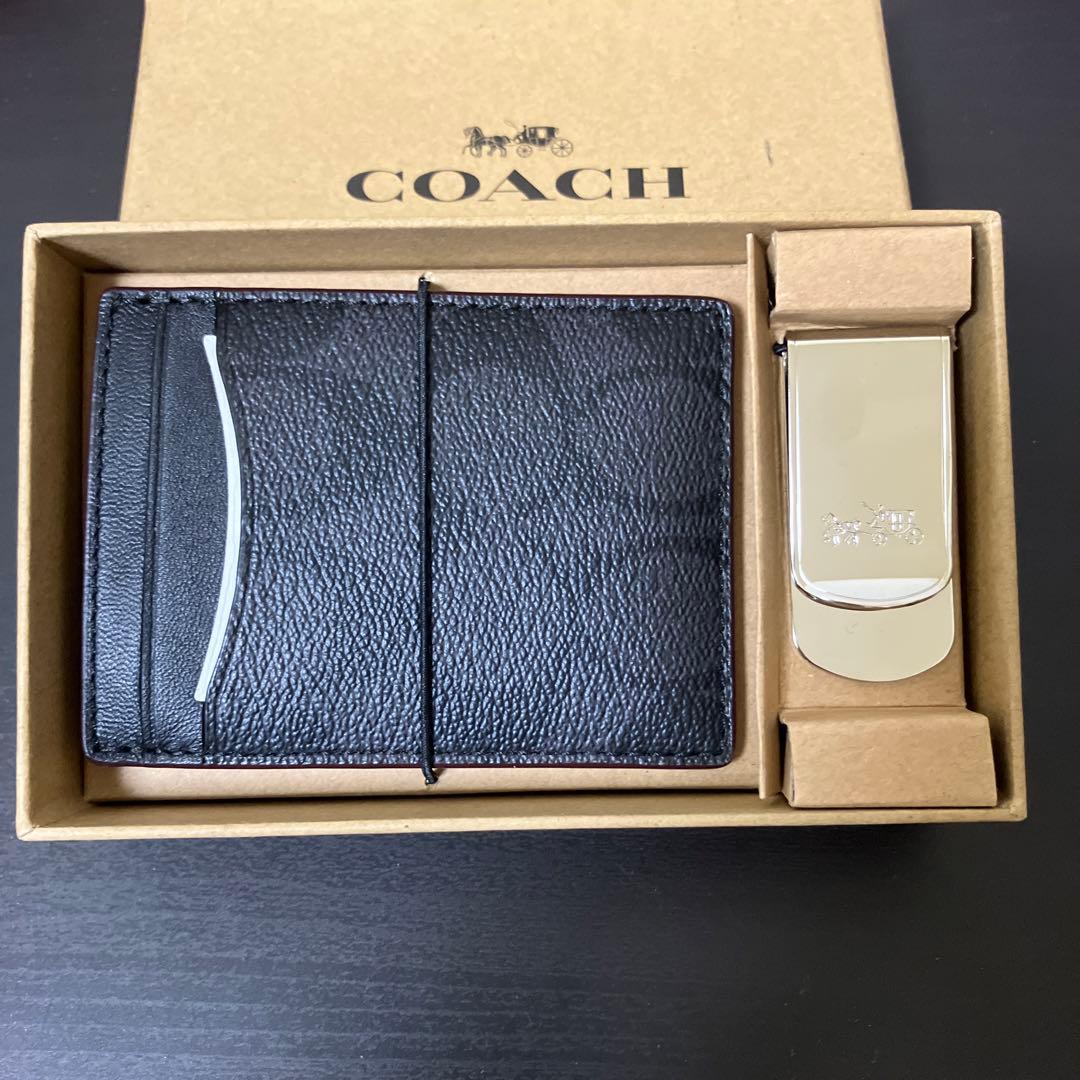 新品　COACH コーチ　メンズ　カードケース　マネークリップ　箱入りセット