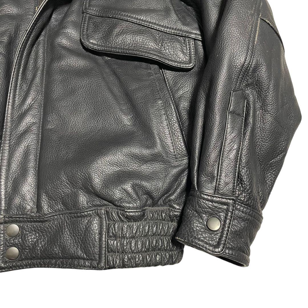 【vintage】アメリカ産羊革 ラムレザーシングルライダースジャケット 黒 M