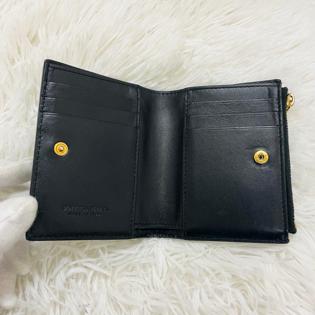 極美✨ボッテガヴェネタ 二つ折り財布 カセット レザー 黒