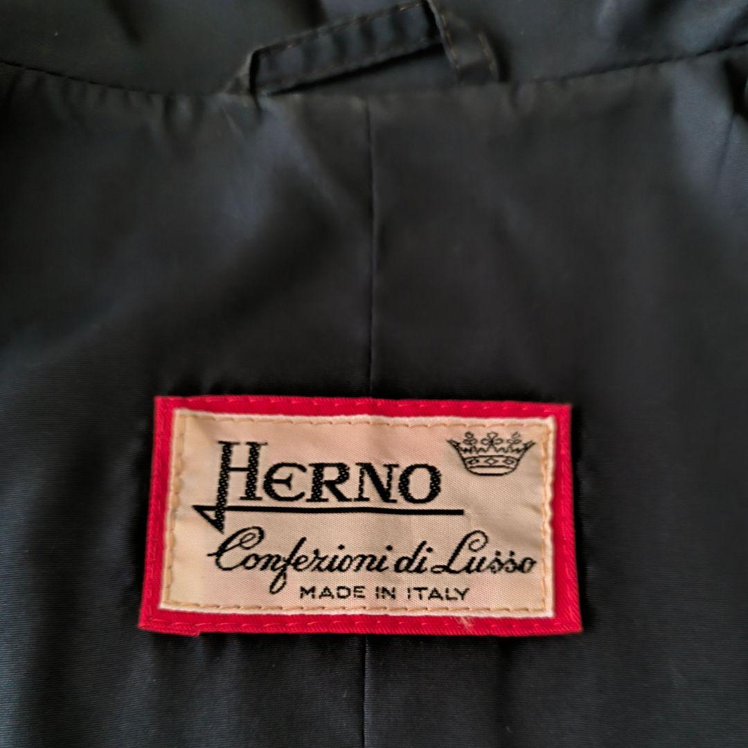 美品★HERNO ヘルノ シルク総柄ライニング コート ネイビー イタリア製