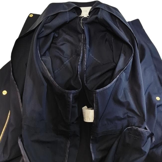 【未使用】23区 ライトツイル ノーカラーコート ブラック 撥水加工 46サイズ