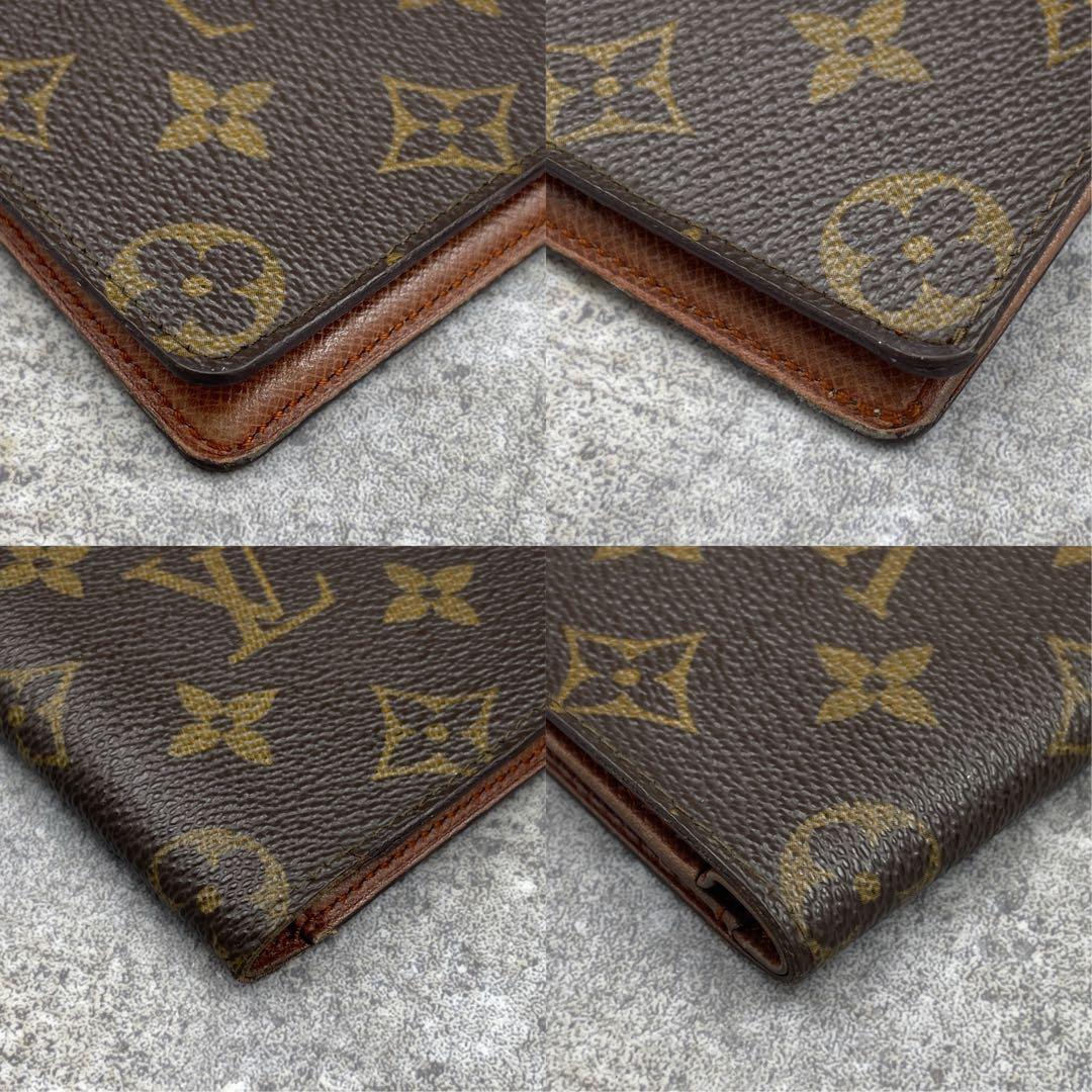 【微美品】ルイヴィトン 折り財布 レザー モノグラム ブラウン 茶