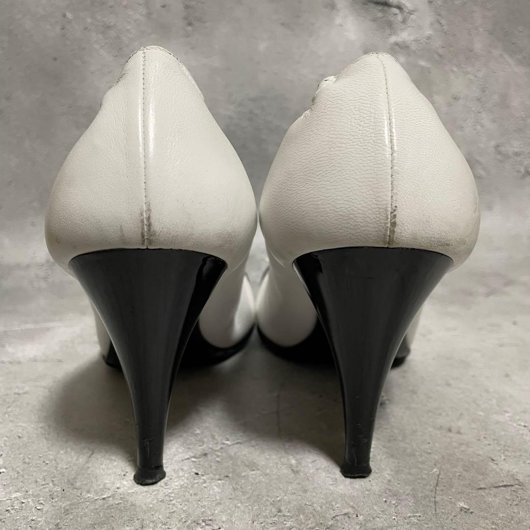 シャネル　CHANEL　ハイヒールパンプス　バイカラー　リボン　ココマーク　36