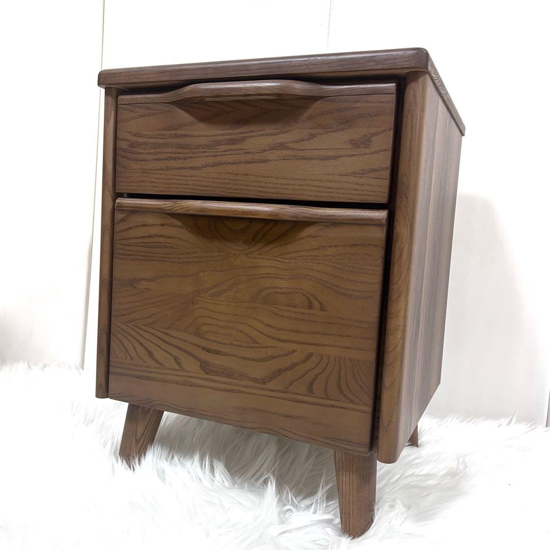 【廃盤希少】ニトリ　NITORI ナイトテーブル　アーシュ2段　コンセント2 ②