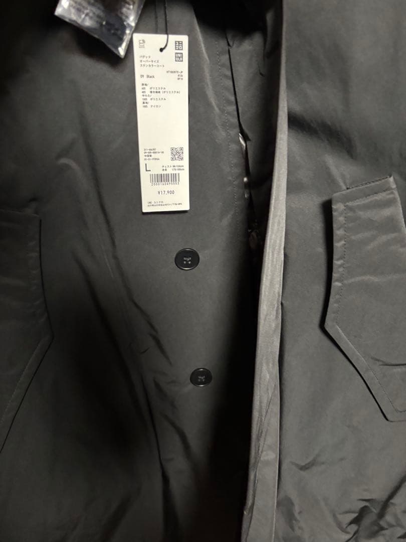 UNIQLO +J ステンカラーコート　ブラック　Lサイズ
