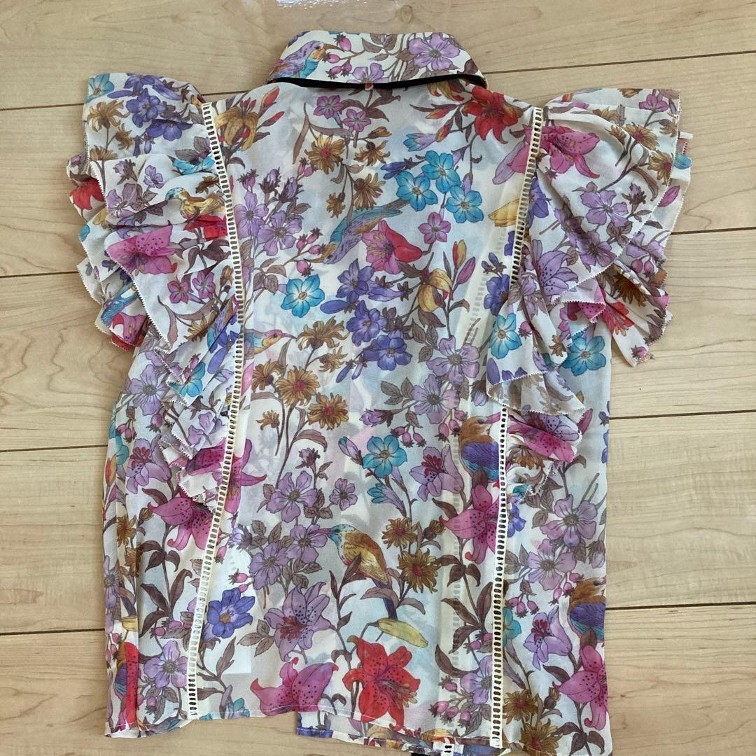 新品　ダブスタ　オリジナルプリントシフォンブラウス