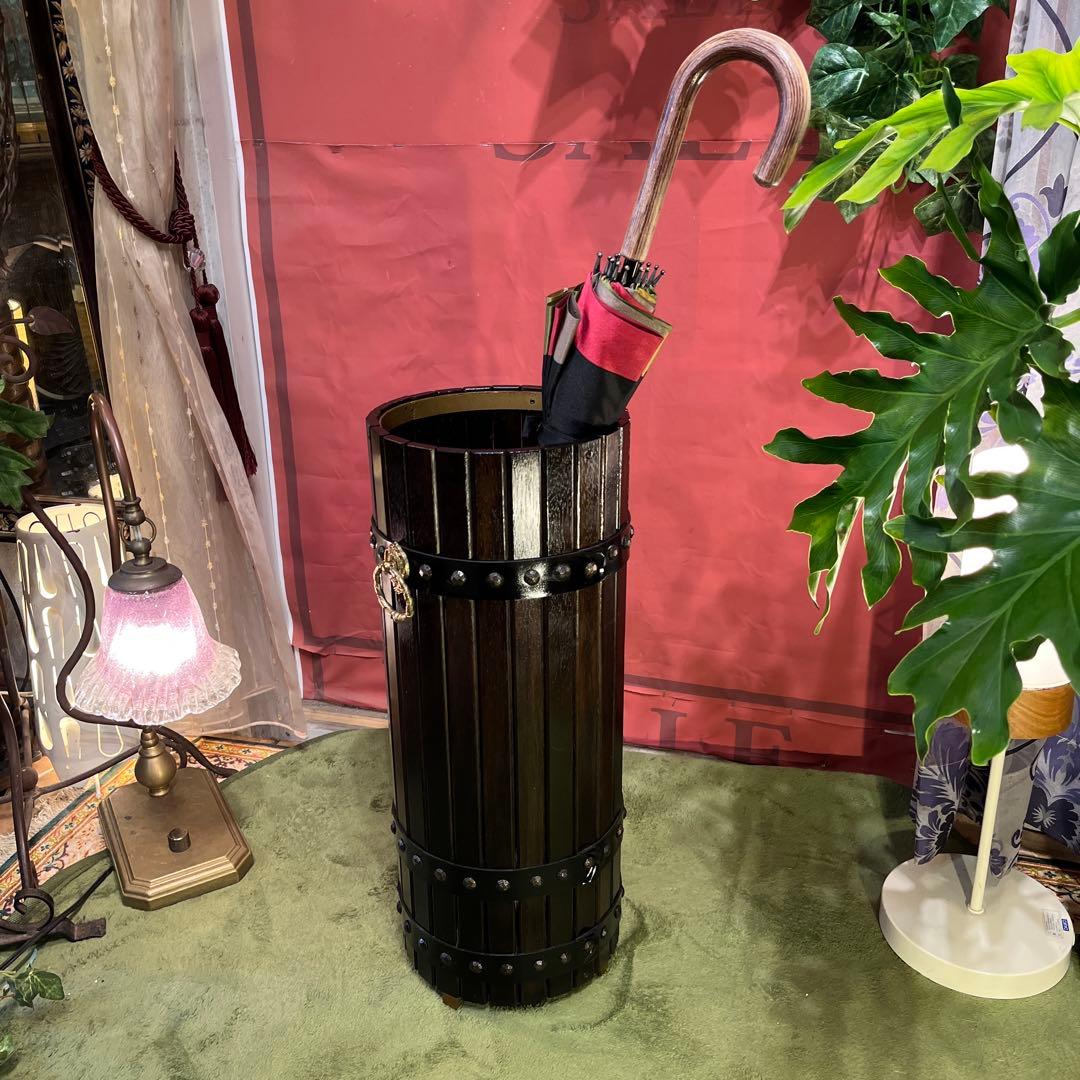 極美品　カリモク　オールド　レインラック　傘立て