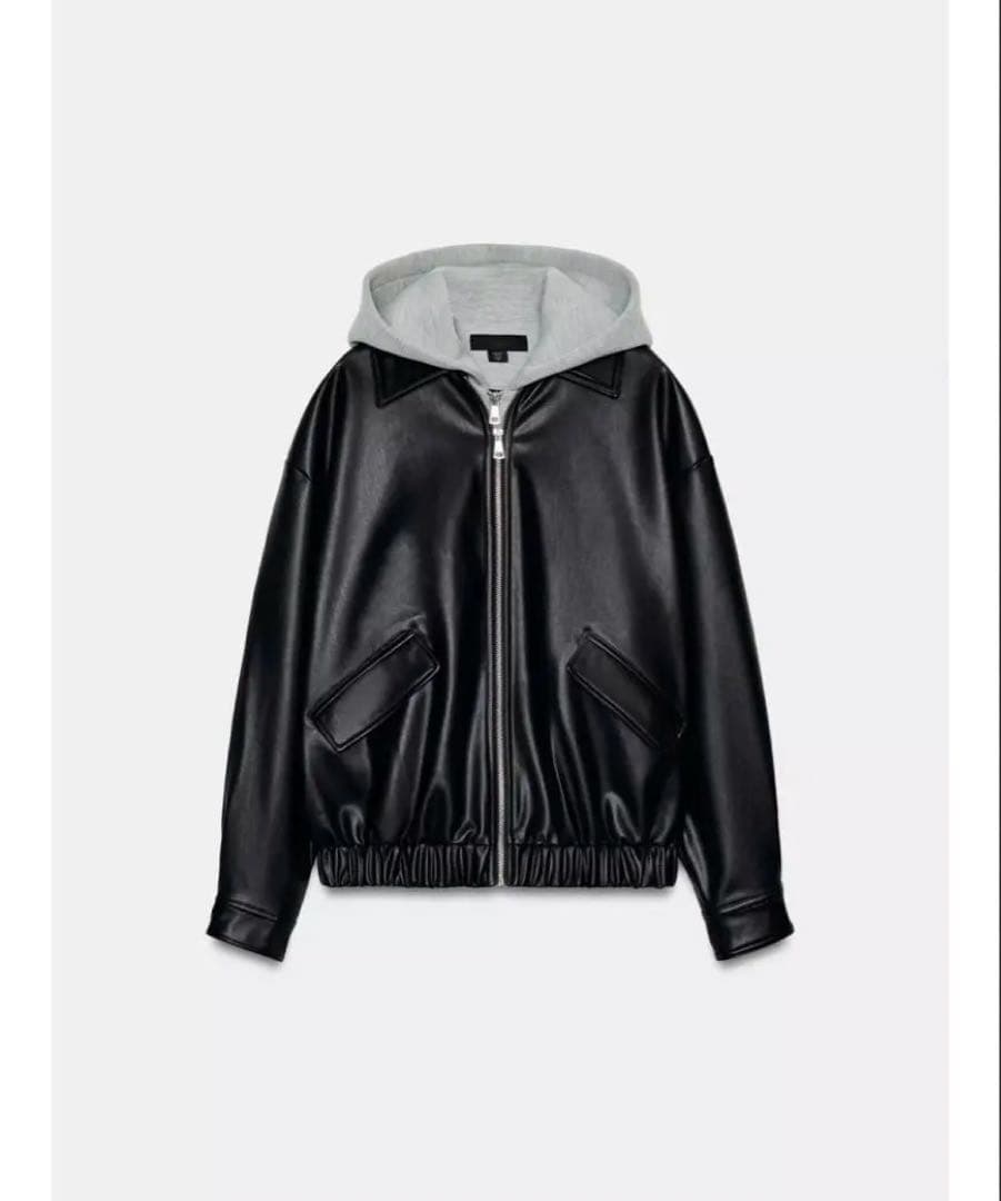 完売品⭐︎ZARA コントラストフェイクレザージャケット S ブラック