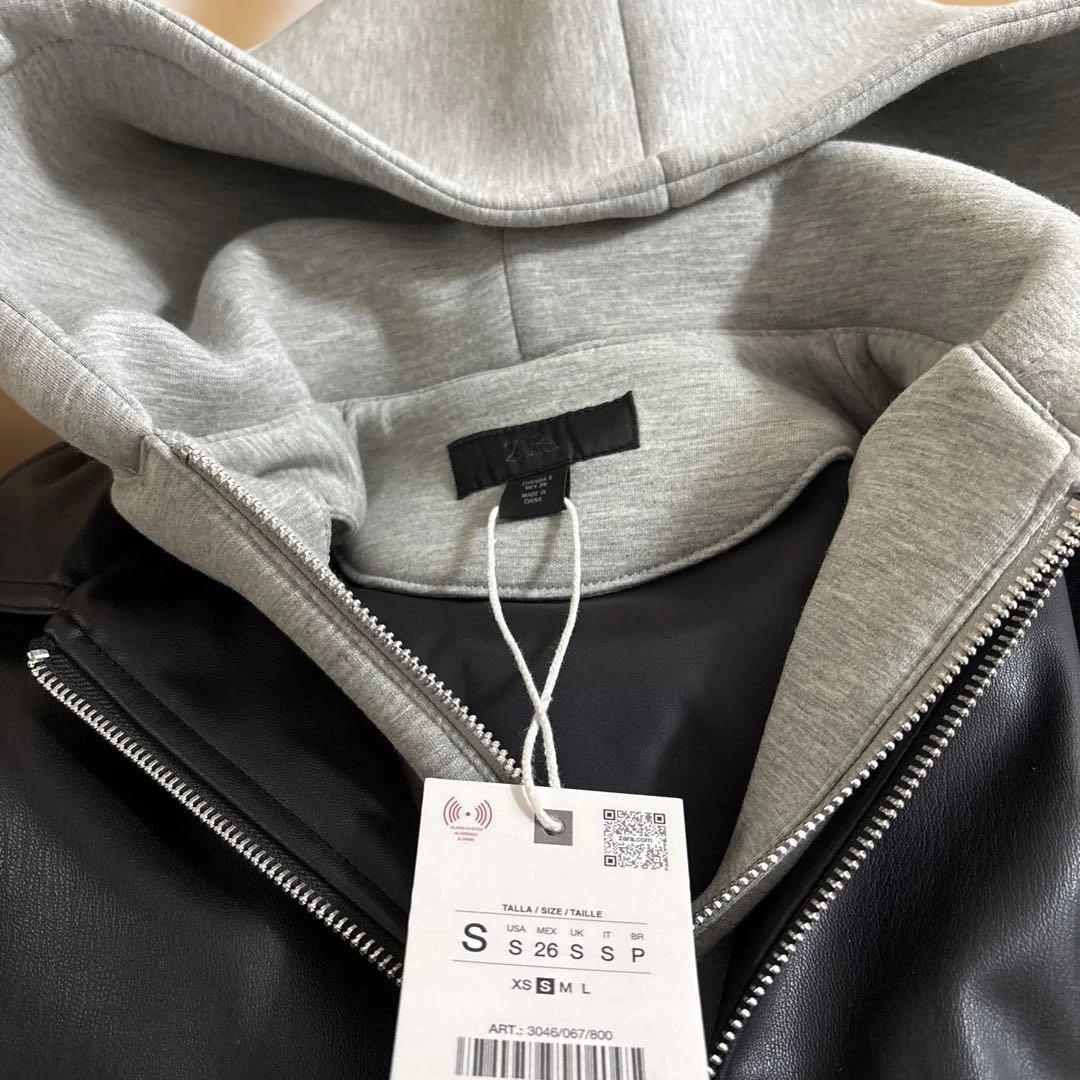 完売品⭐︎ZARA コントラストフェイクレザージャケット S ブラック