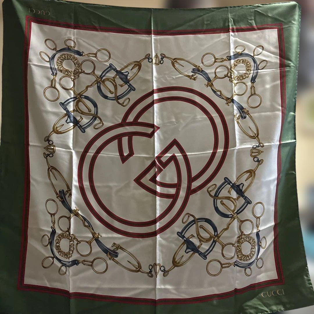 GUCCI シルクスカーフ GGロゴ　馬具柄