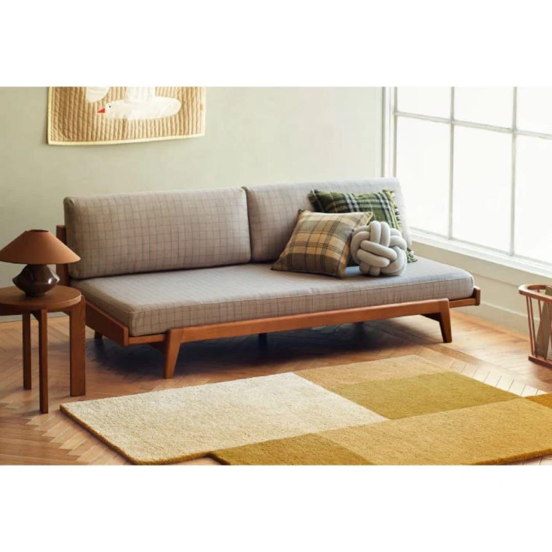 値段交渉○ unico ARKIO ソファカバー　3シーター　チェックベージュ