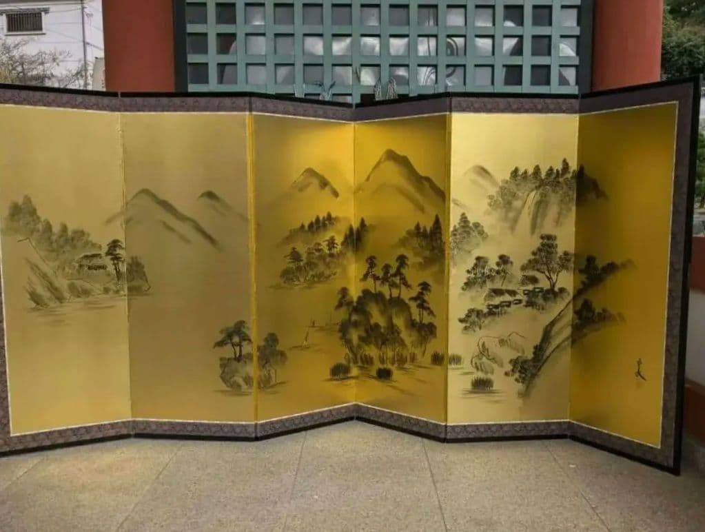 御屏風　金屏風　六曲一隻　　銀座トップアート　　衝立　　パーテーション　間仕切り