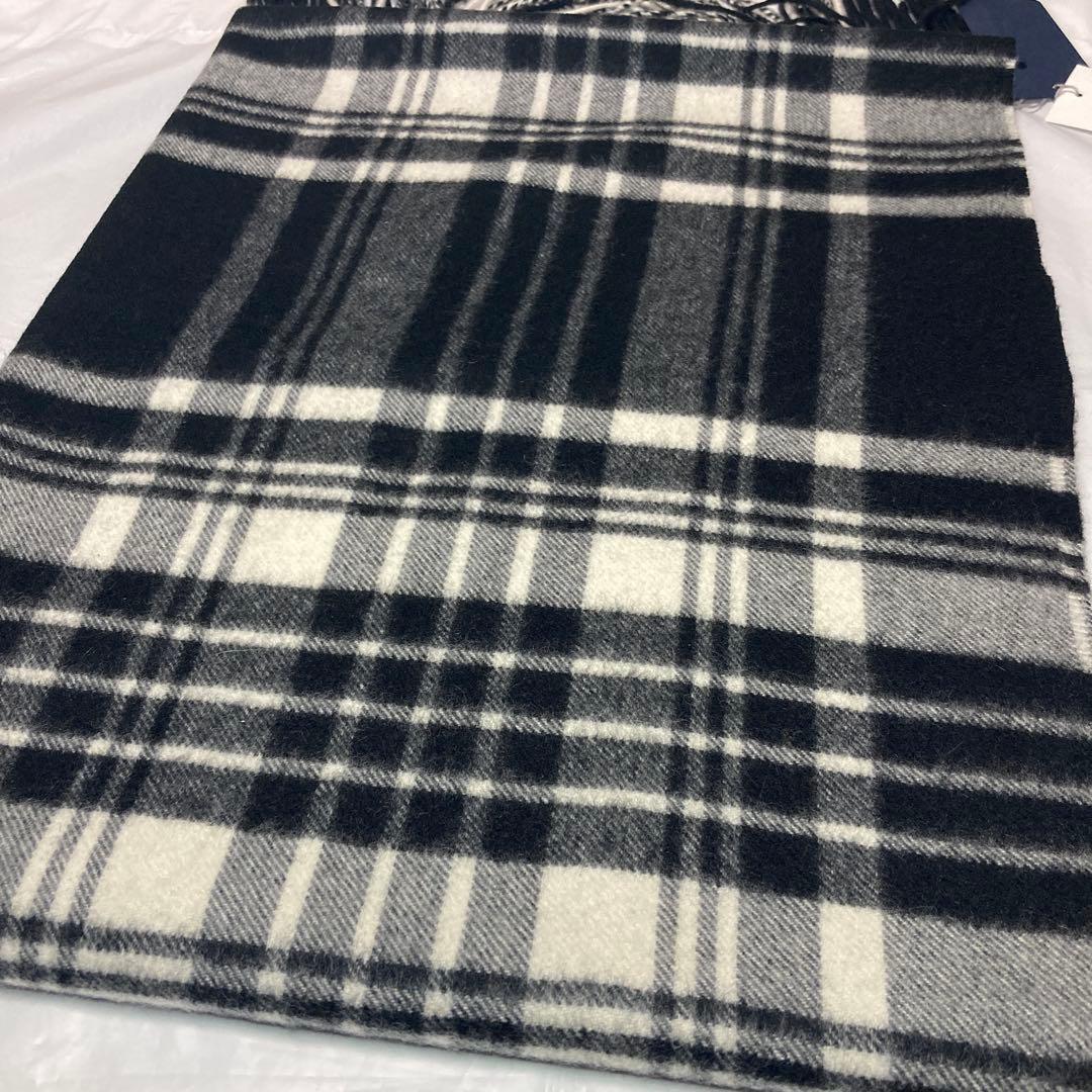 専用 新品 ジョンストンズ カシミヤ100％ 大判ストール ブラック＆ホワイト