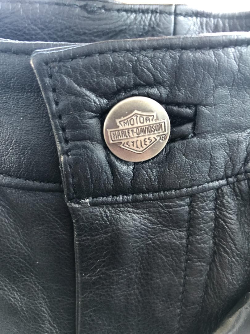 [在庫処分] 新品 Harley-Davidson ブラックレザーパンツ W30