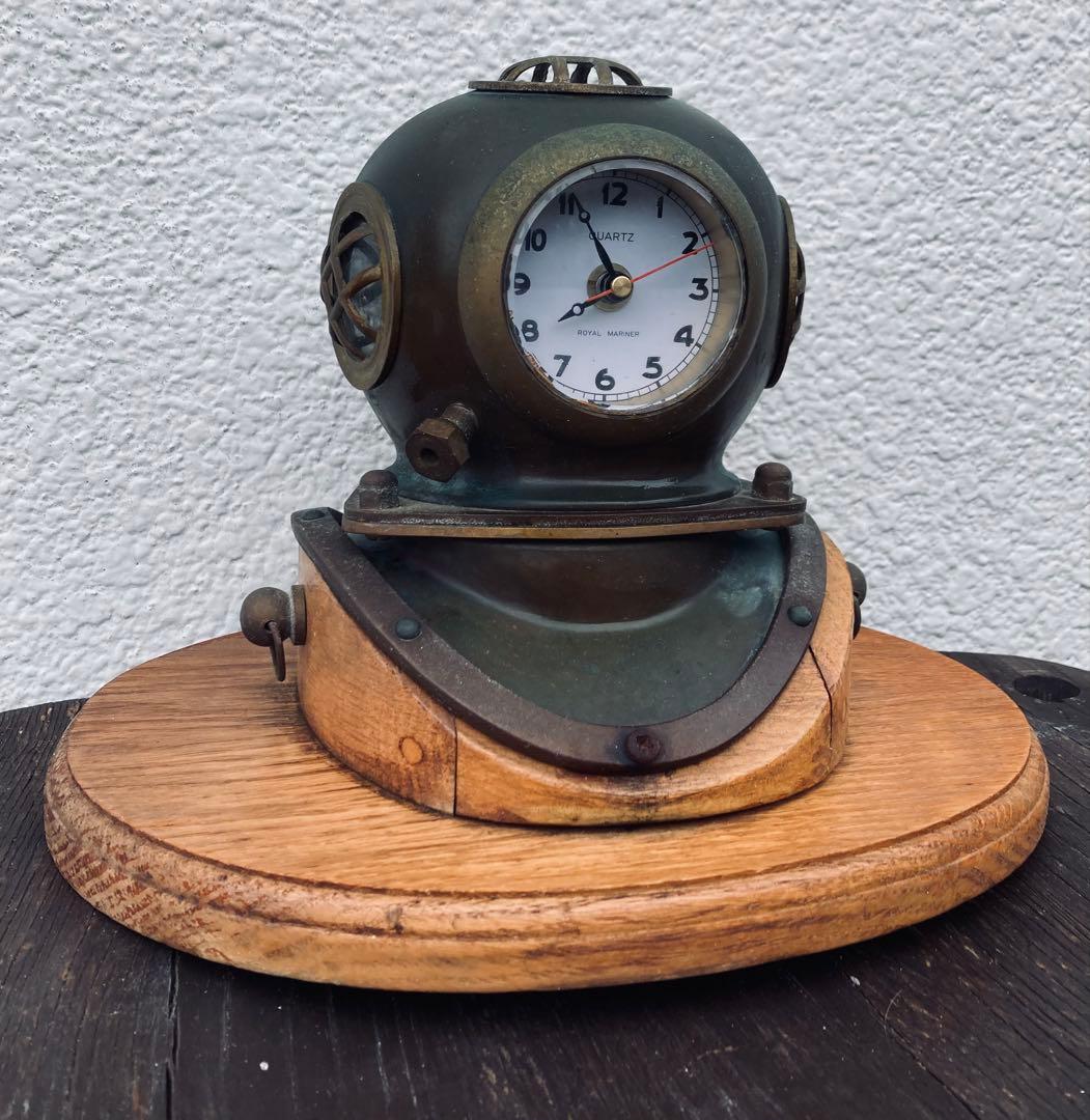 潜水ヘルメット　銅製オブジェ アンティーク インテリア　置き時計