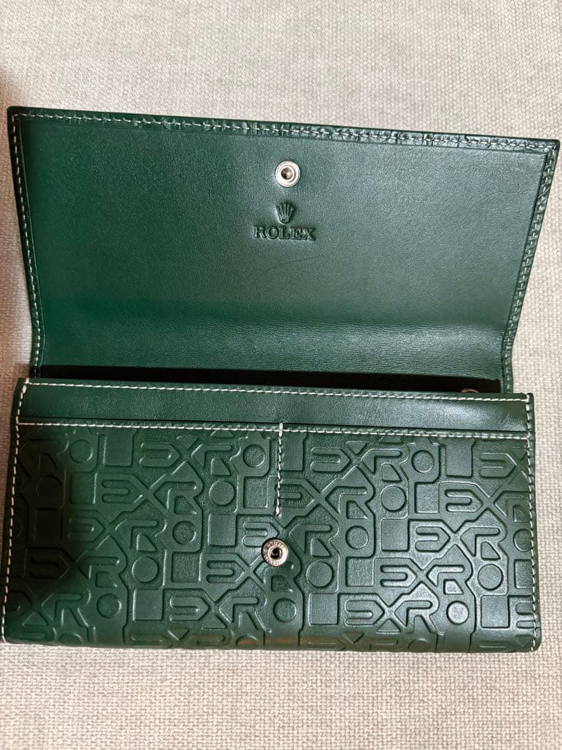 ROLEX グリーンレザー長財布