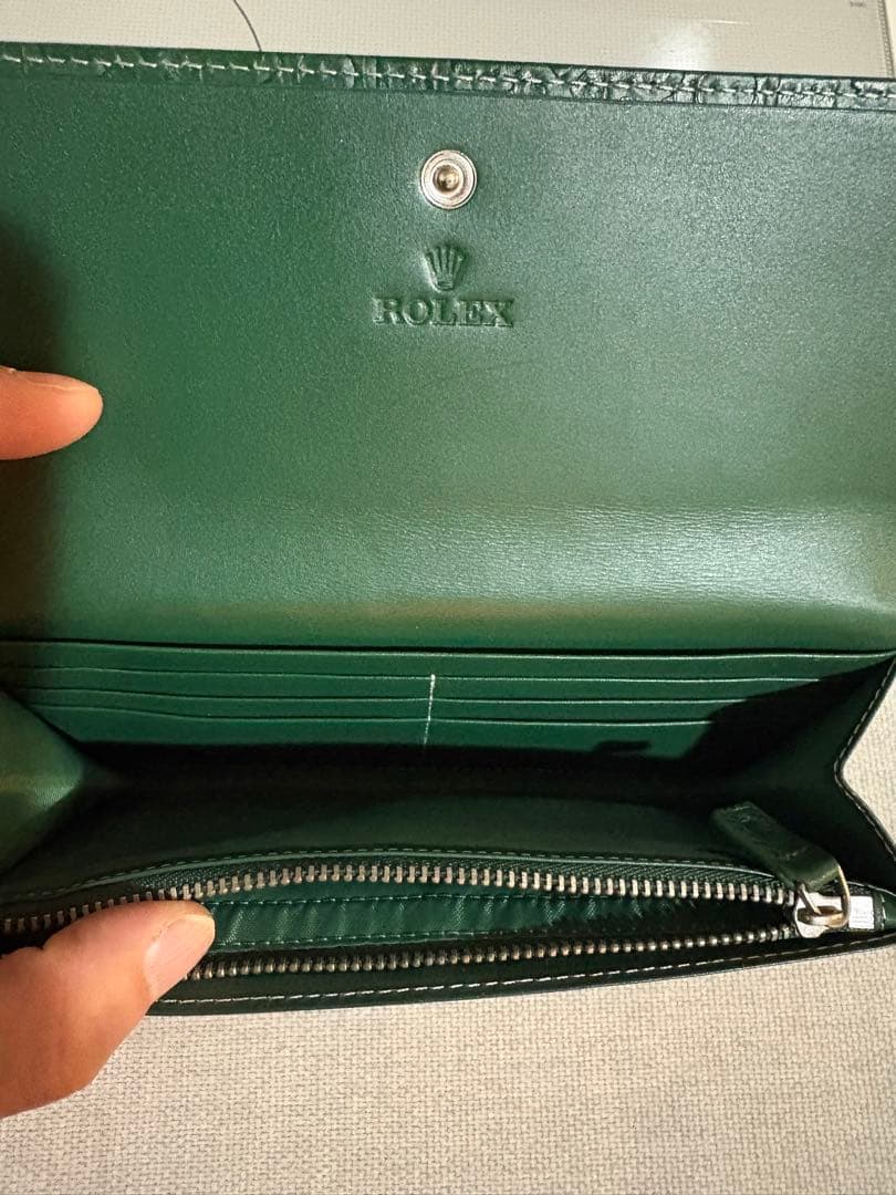 ROLEX グリーンレザー長財布