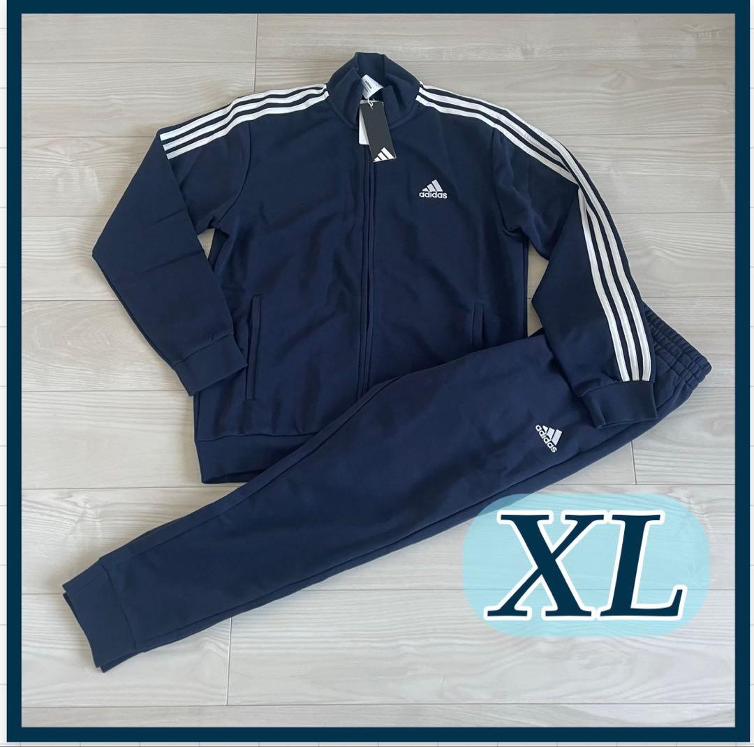 adidas アディダス ジャージ 上下 セットアップ 紺白 人気 XL+M2点