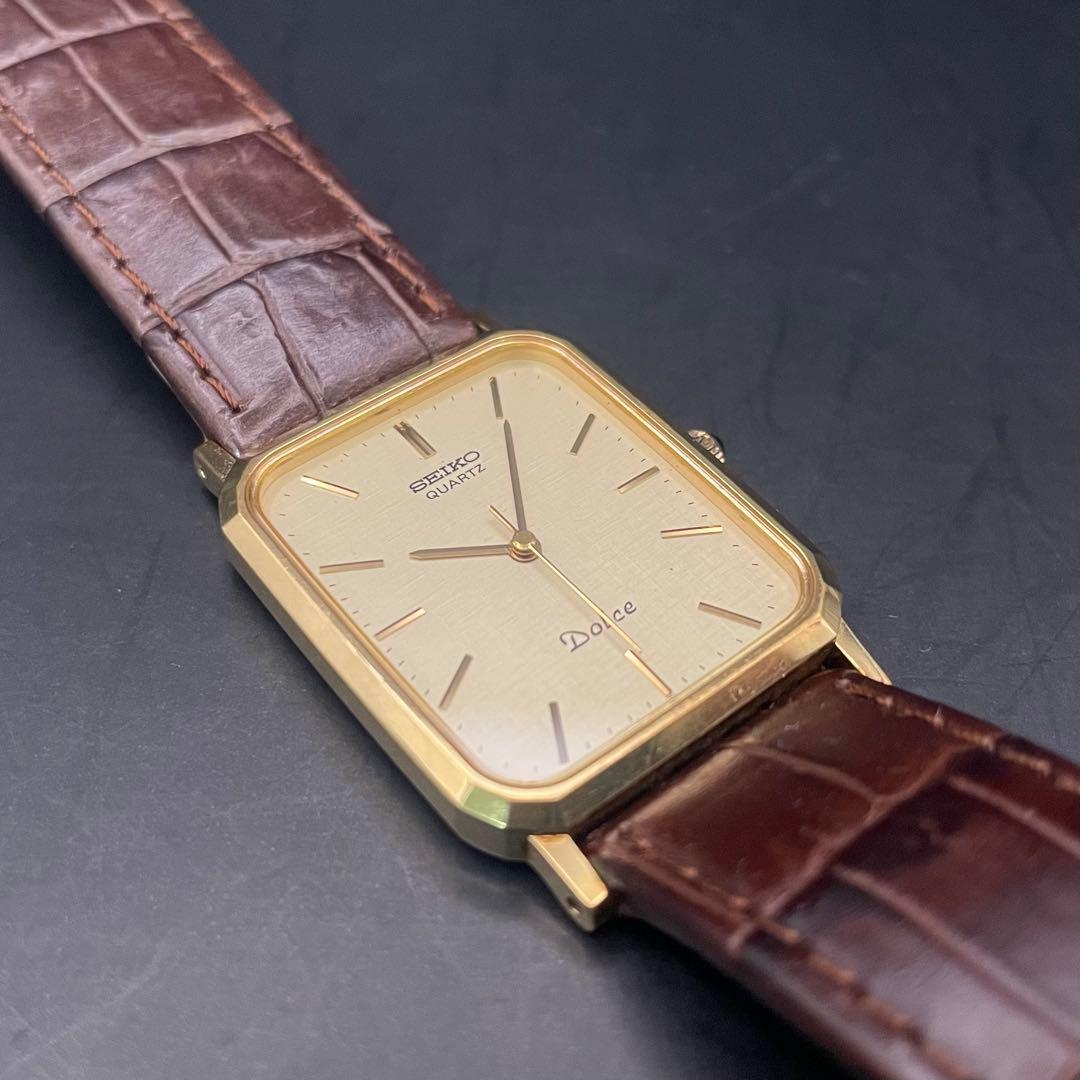 SEIKO セイコー ドルチェ クォーツ 腕時計 ゴールドケース レザーバンド