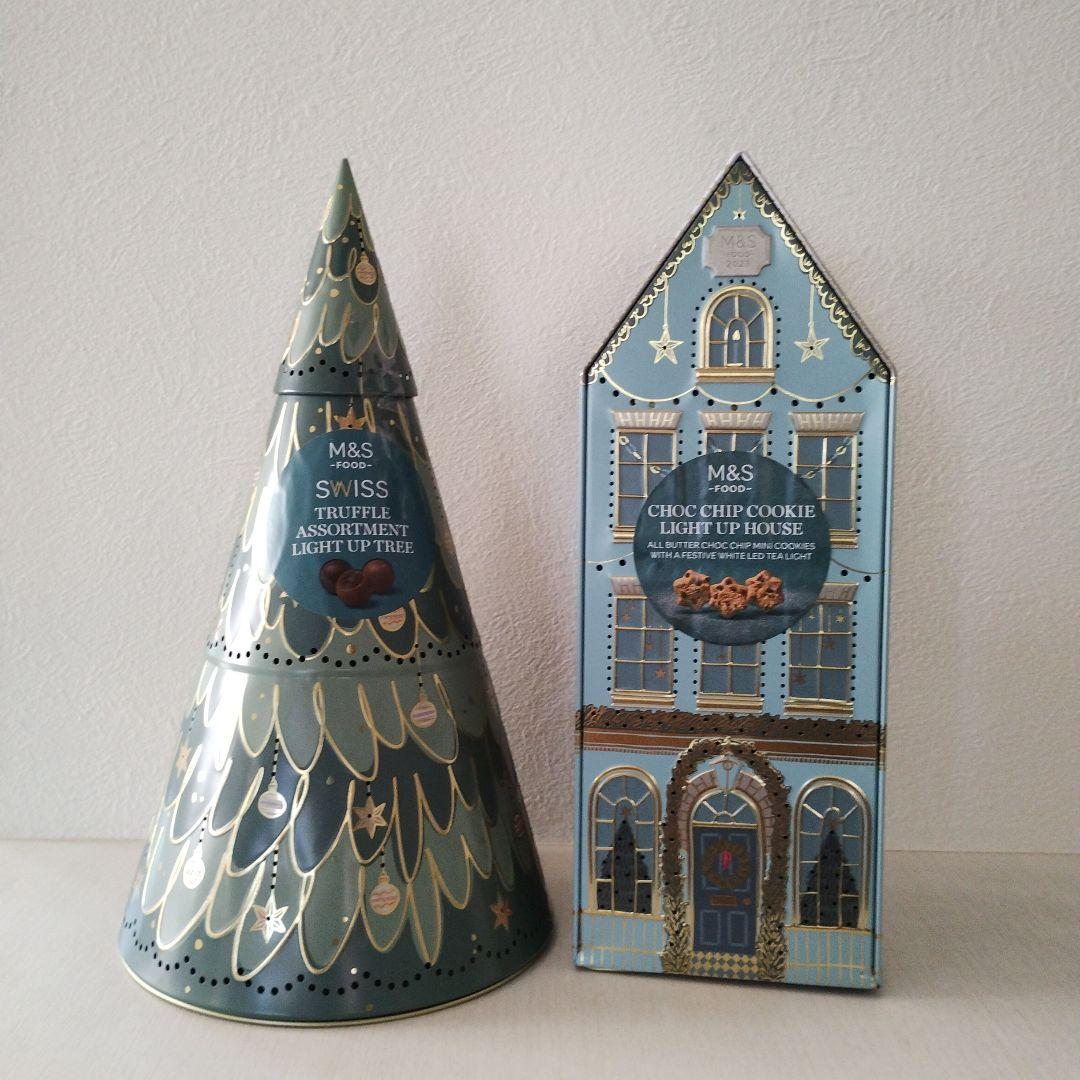 M&S マークス＆スペンサー　クリスマス　缶　空き缶　ライトアップ