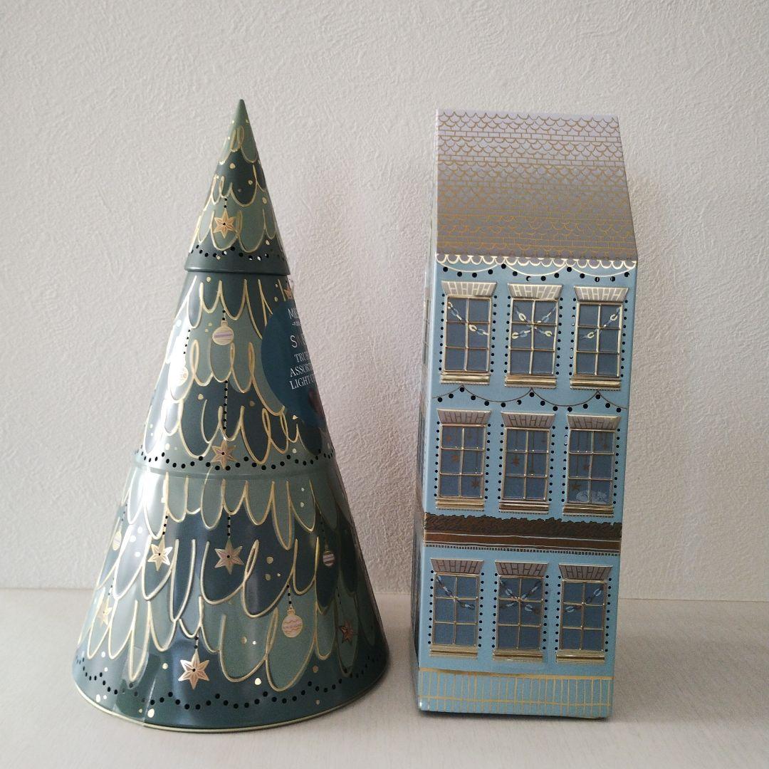 M&S マークス＆スペンサー　クリスマス　缶　空き缶　ライトアップ