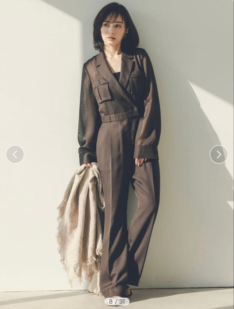 anuans サファリシアーオールインワン 長袖　ブラウン　Sサイズ